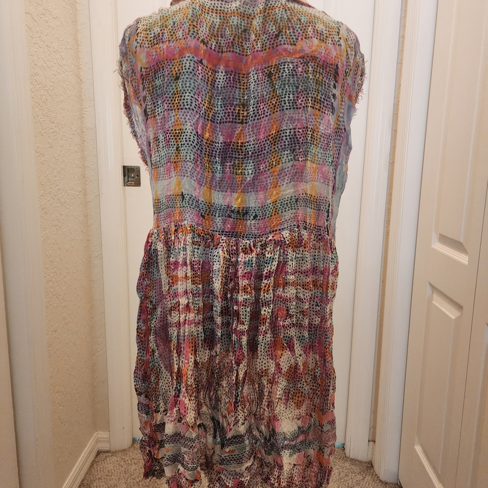 Boho Multicolor Sleeveless Button-Front Tunic Top - image 2